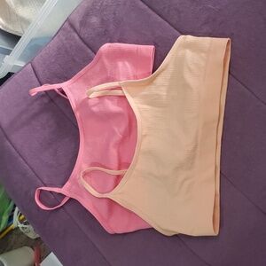 Zara Peach And Pink Ribbed Bralette Size 9-10 (Package Of 2)